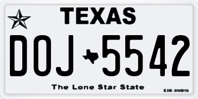 TX license plate DOJ5542