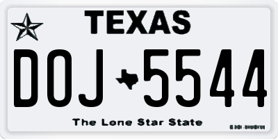 TX license plate DOJ5544