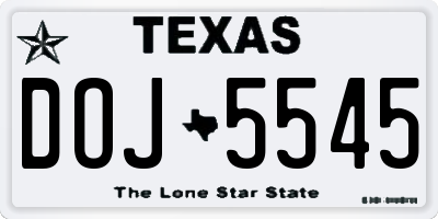TX license plate DOJ5545