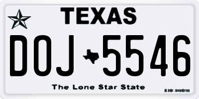 TX license plate DOJ5546