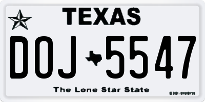 TX license plate DOJ5547
