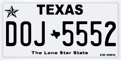 TX license plate DOJ5552