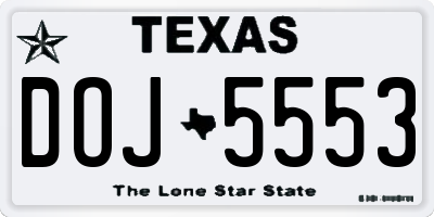 TX license plate DOJ5553