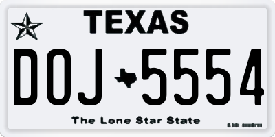 TX license plate DOJ5554
