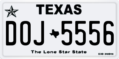 TX license plate DOJ5556