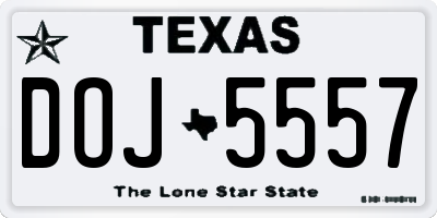 TX license plate DOJ5557