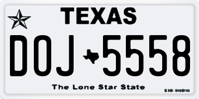 TX license plate DOJ5558