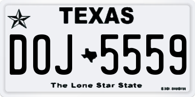 TX license plate DOJ5559