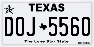 TX license plate DOJ5560