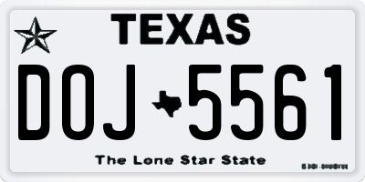 TX license plate DOJ5561