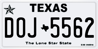 TX license plate DOJ5562
