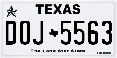 TX license plate DOJ5563