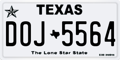 TX license plate DOJ5564