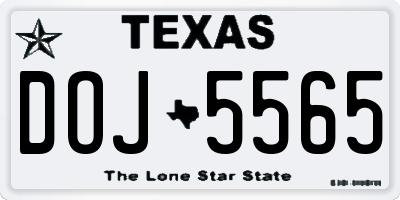 TX license plate DOJ5565