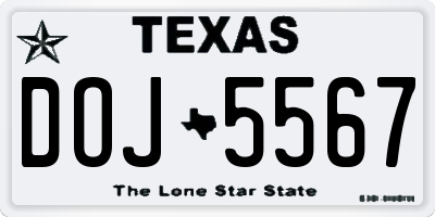 TX license plate DOJ5567