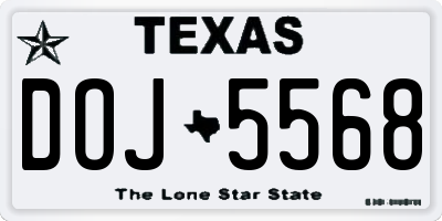 TX license plate DOJ5568