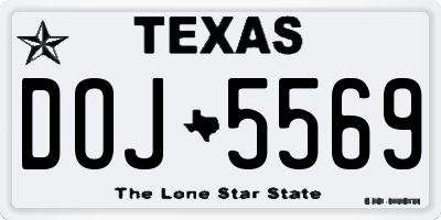 TX license plate DOJ5569