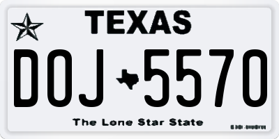 TX license plate DOJ5570