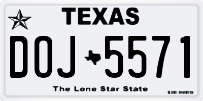 TX license plate DOJ5571