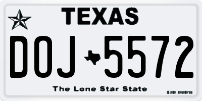 TX license plate DOJ5572