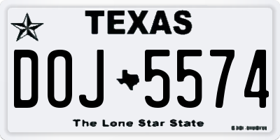 TX license plate DOJ5574