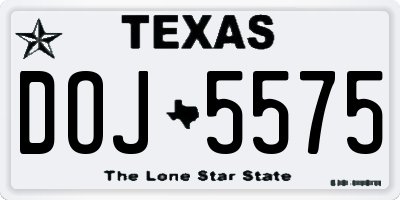 TX license plate DOJ5575