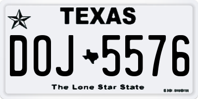 TX license plate DOJ5576