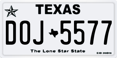 TX license plate DOJ5577