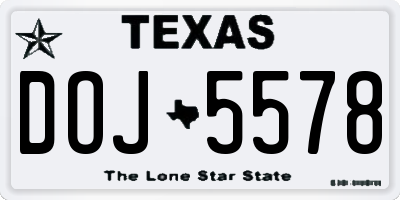 TX license plate DOJ5578