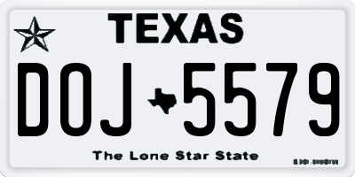 TX license plate DOJ5579