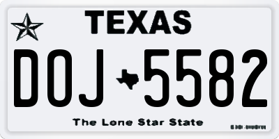 TX license plate DOJ5582