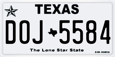 TX license plate DOJ5584