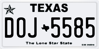 TX license plate DOJ5585