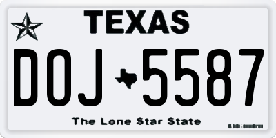 TX license plate DOJ5587