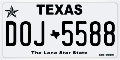 TX license plate DOJ5588