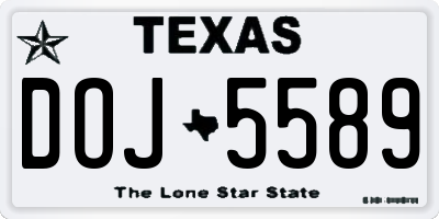 TX license plate DOJ5589
