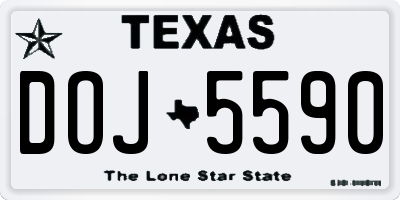 TX license plate DOJ5590