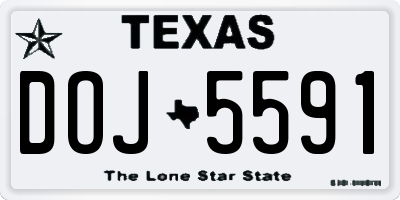 TX license plate DOJ5591