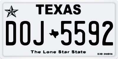 TX license plate DOJ5592