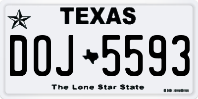 TX license plate DOJ5593