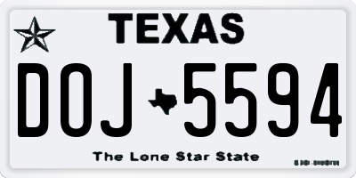 TX license plate DOJ5594