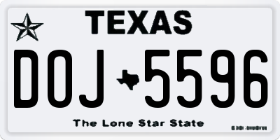 TX license plate DOJ5596