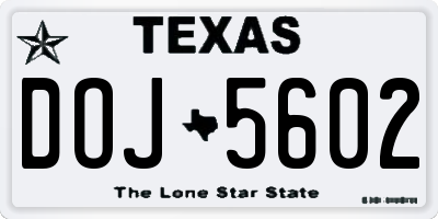 TX license plate DOJ5602