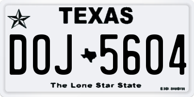 TX license plate DOJ5604