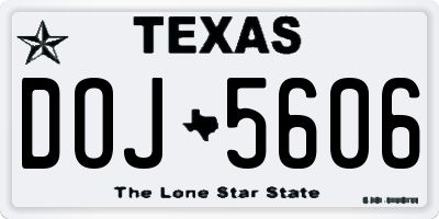 TX license plate DOJ5606