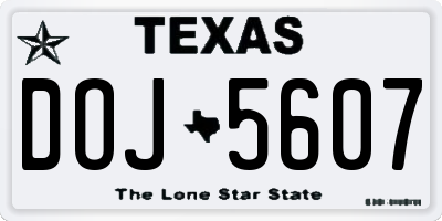 TX license plate DOJ5607