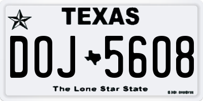 TX license plate DOJ5608