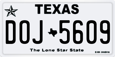 TX license plate DOJ5609