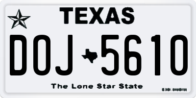 TX license plate DOJ5610
