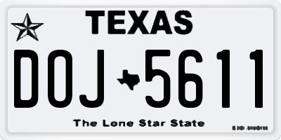 TX license plate DOJ5611